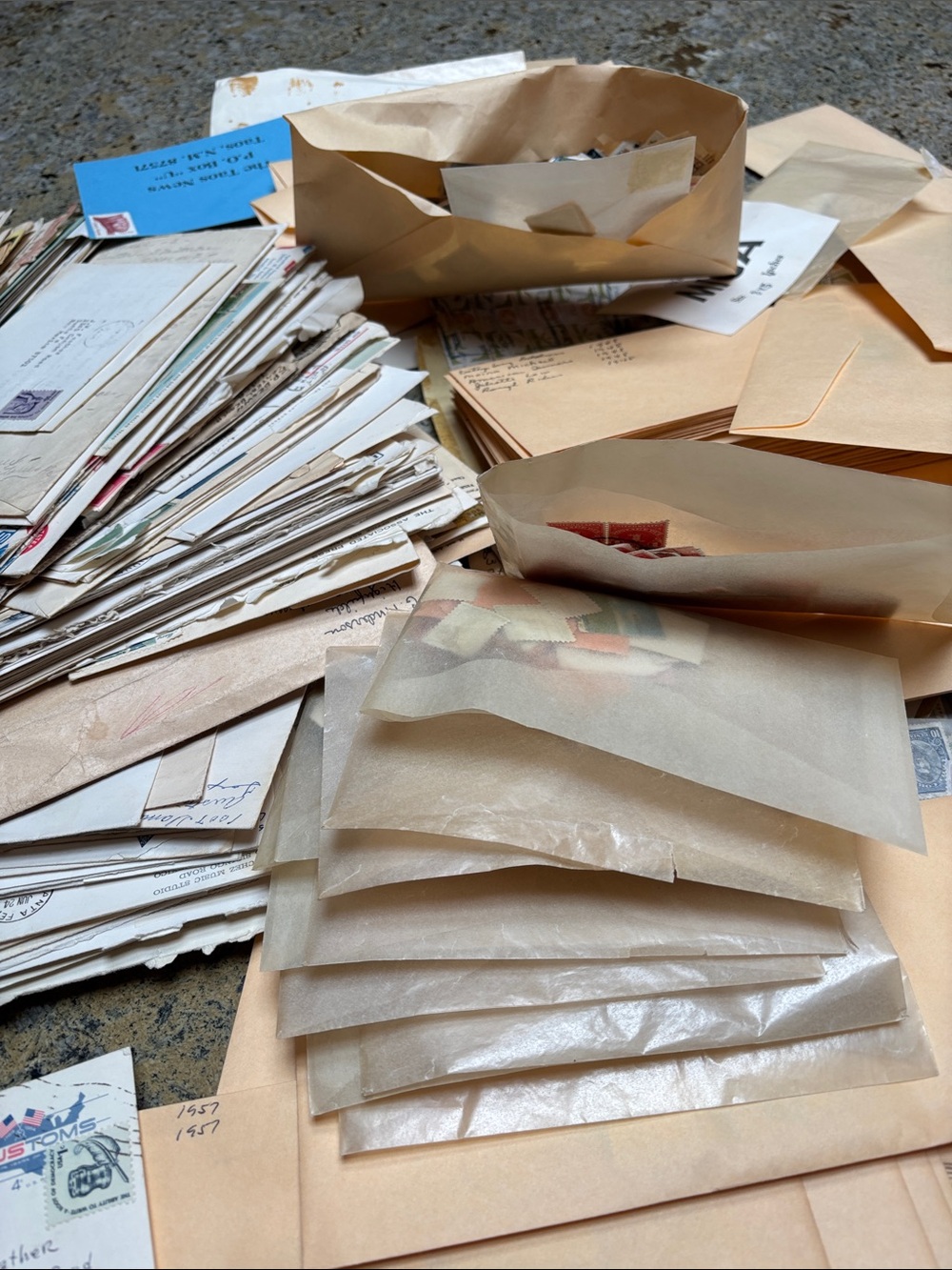 Thousands of vintage stamps